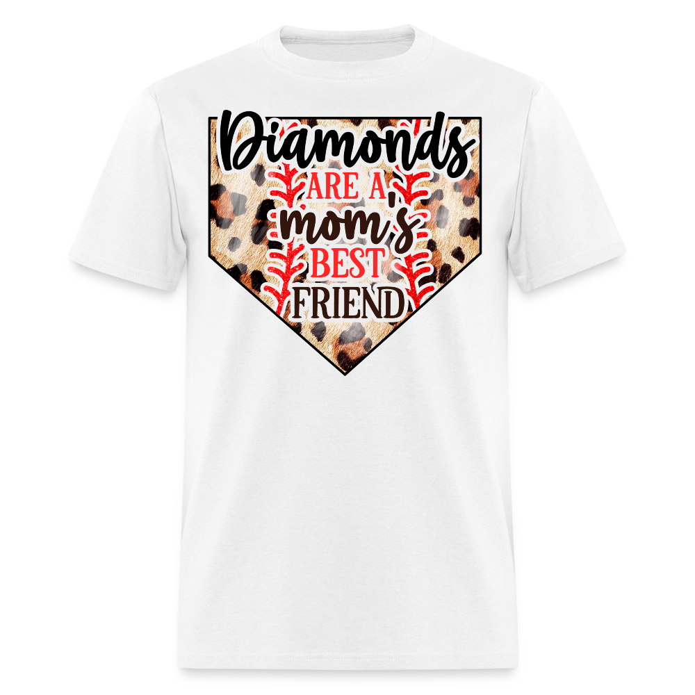 Diamonds Are A Mom’s Best Friend Leopard Print T-shirt - white