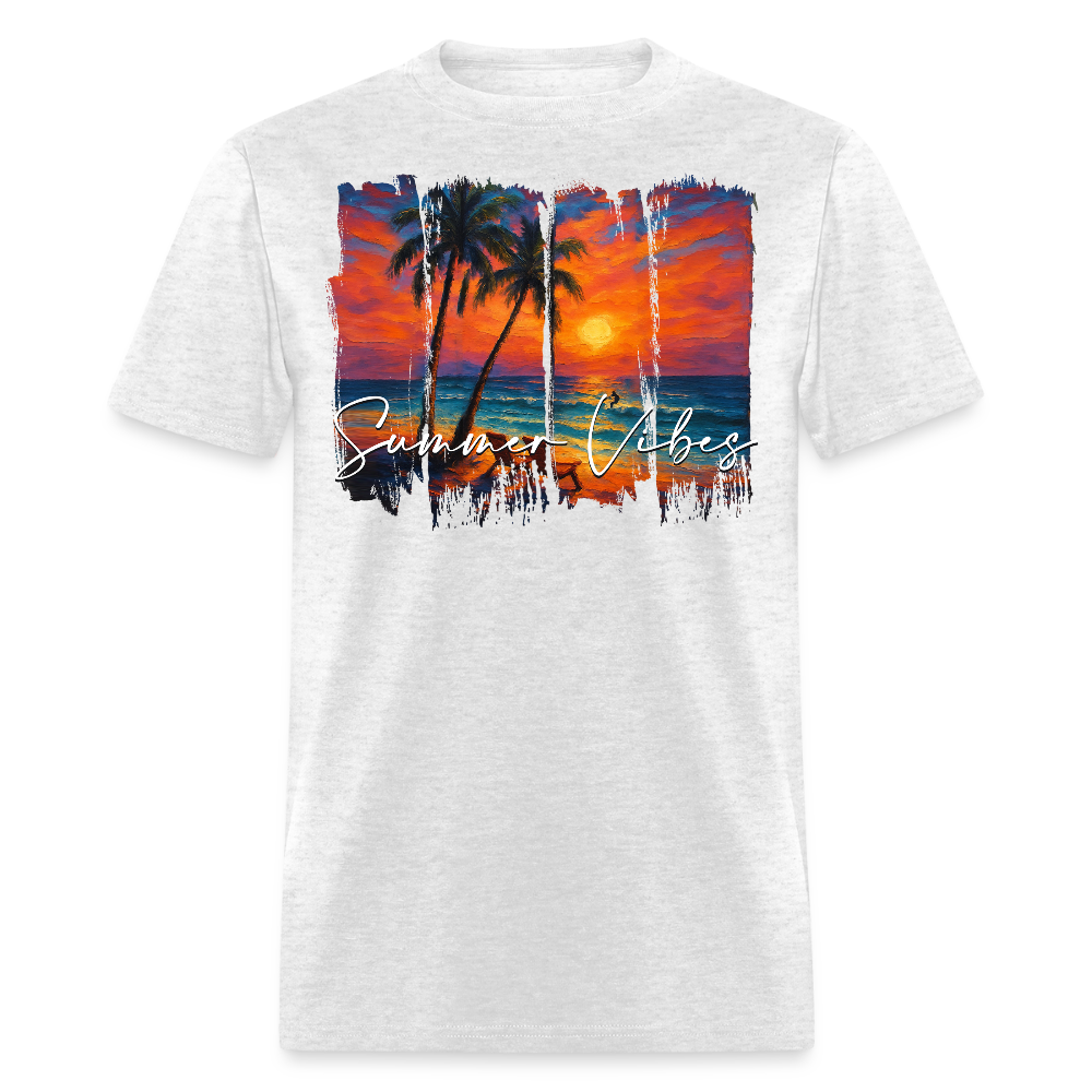 Tropical Palm Tree Sunset Beach Summer Vibes T-shirt - light heather gray