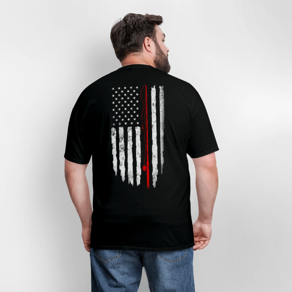American Flag Patriotic Fishing T-Shirt - black