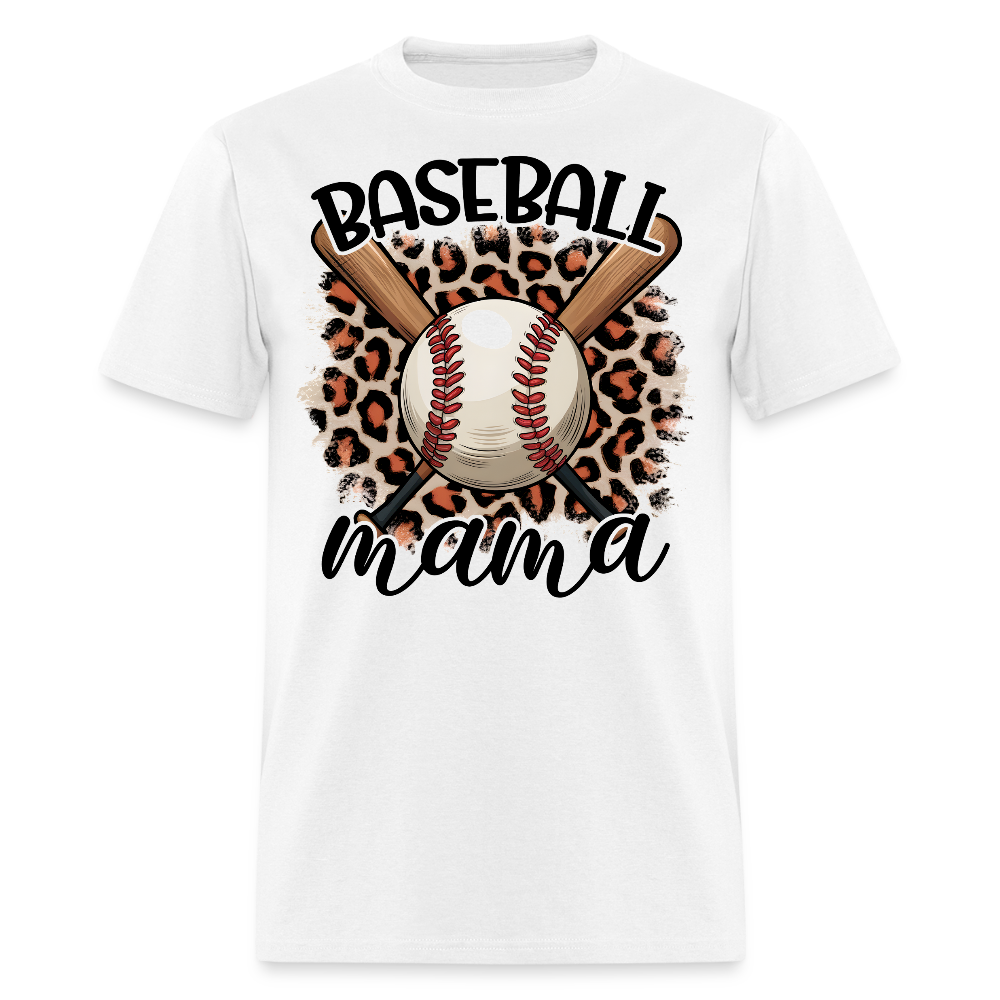 Baseball Mom Leopard Print T-Shirt - white