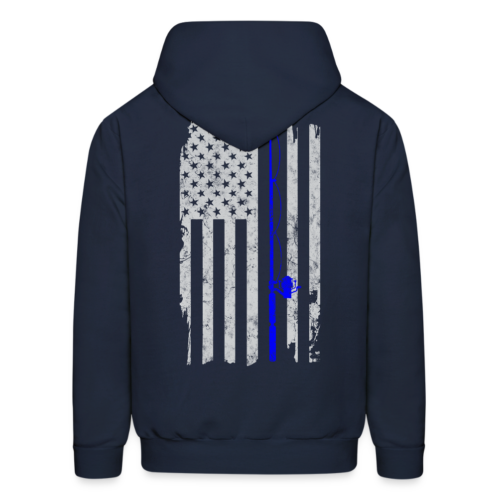 Thin Blue Line Patriotic Fishing Hoodie - navy