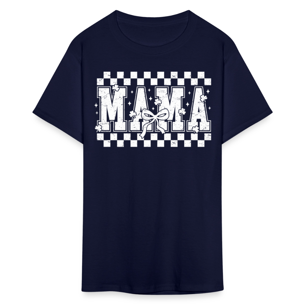 Distressed Mama Clover St. Patrick's Day Gift Tee - navy