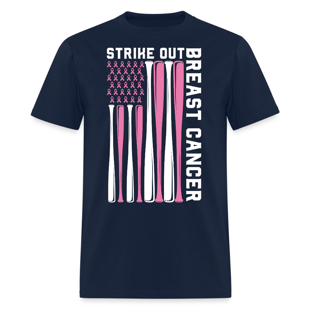 Strike Out Breast Cancer Baseball T-Shirt - navy