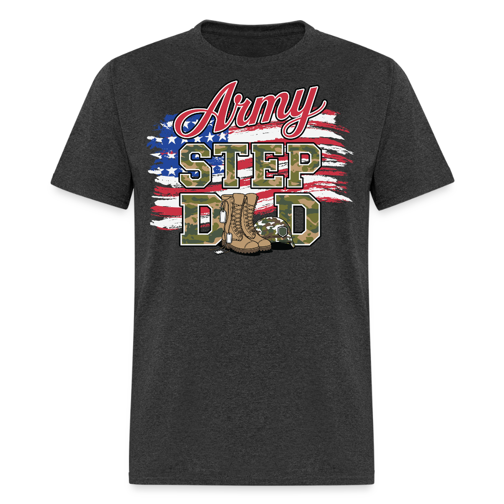 Army Step Dad Military Stepfather Patriotic T-shirt - heather black