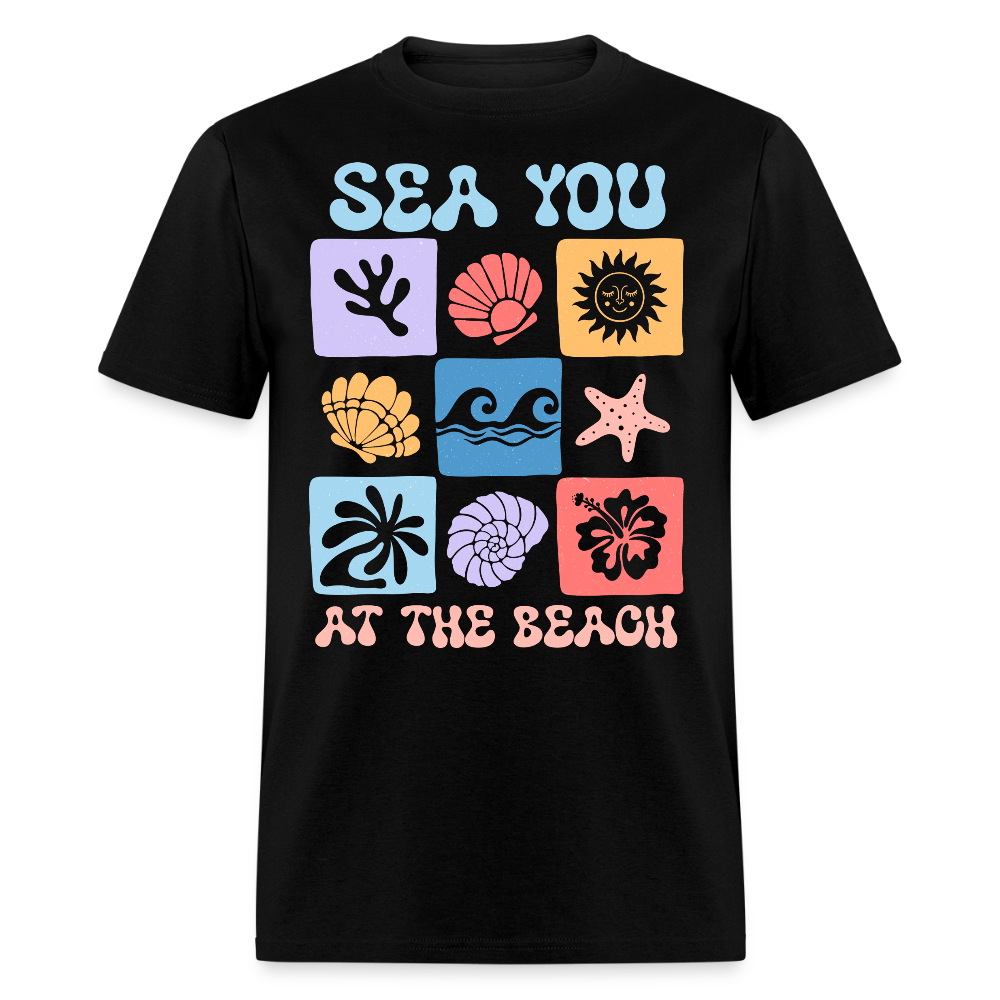 Colorful Summer Vacation Beachwear T-shirt - black