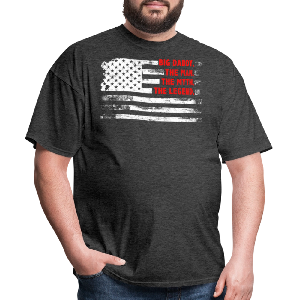 Distressed American Flag Big Daddy T-shirt - heather black