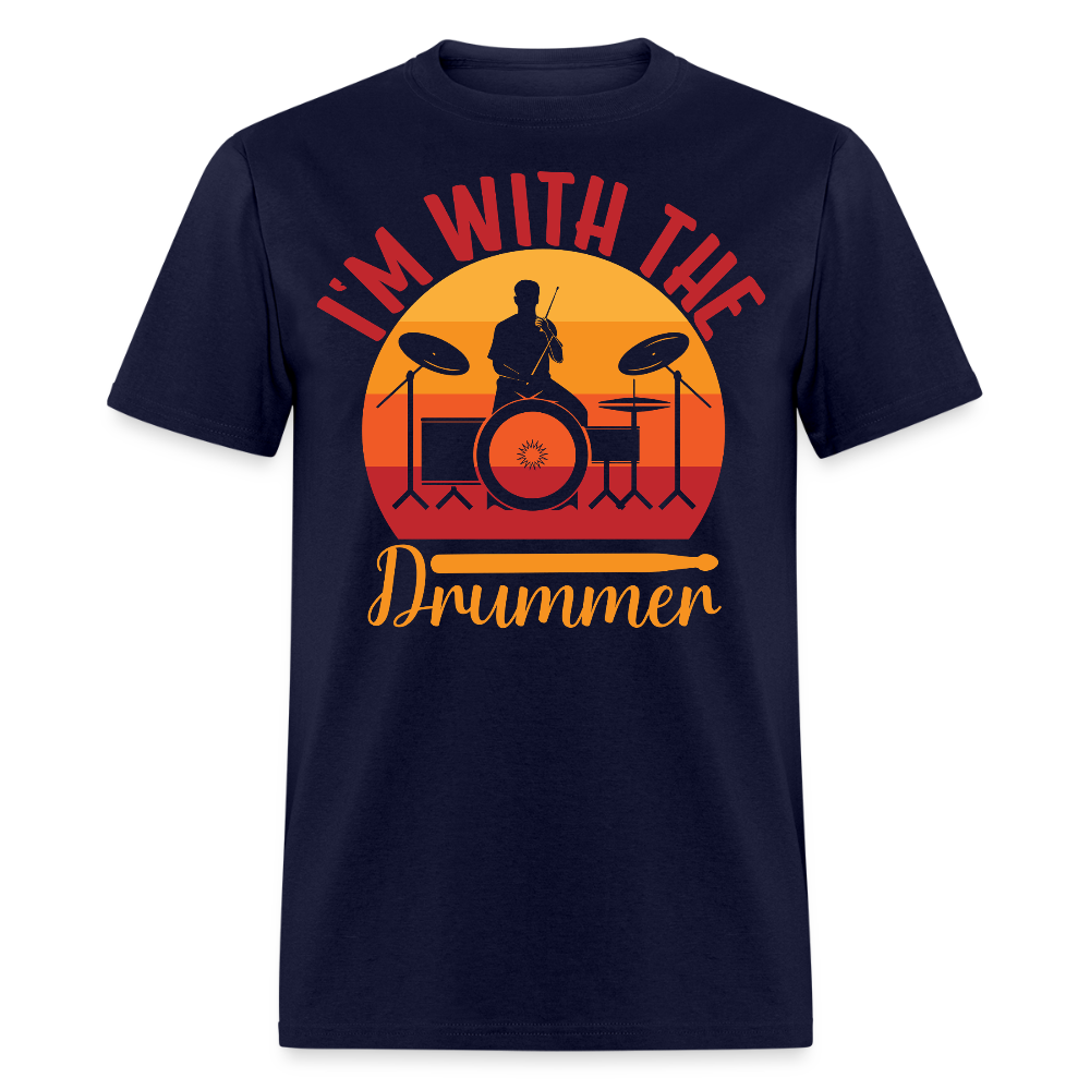I’m With The Drummer Matching Band Couple T-shirt - navy