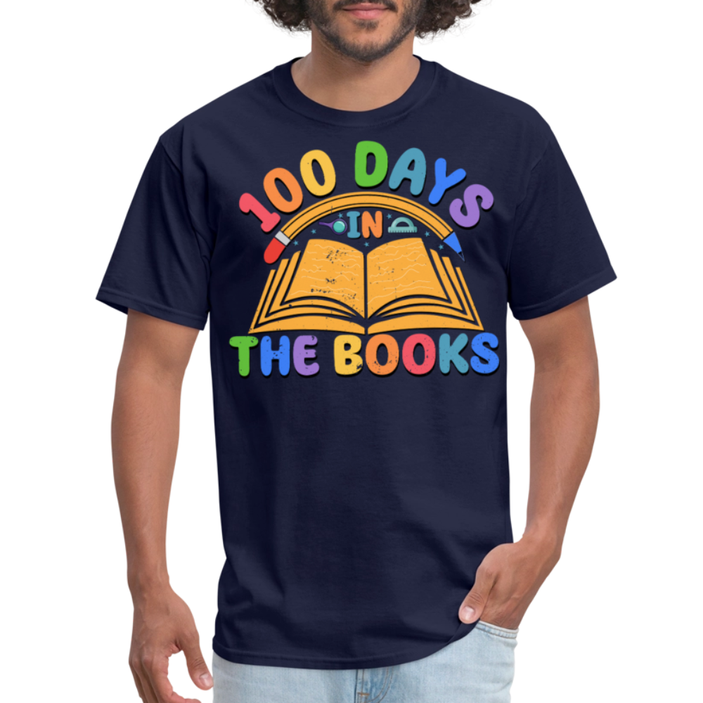100 Days In The Books Reading Celebration Unisex T-shirt - navy