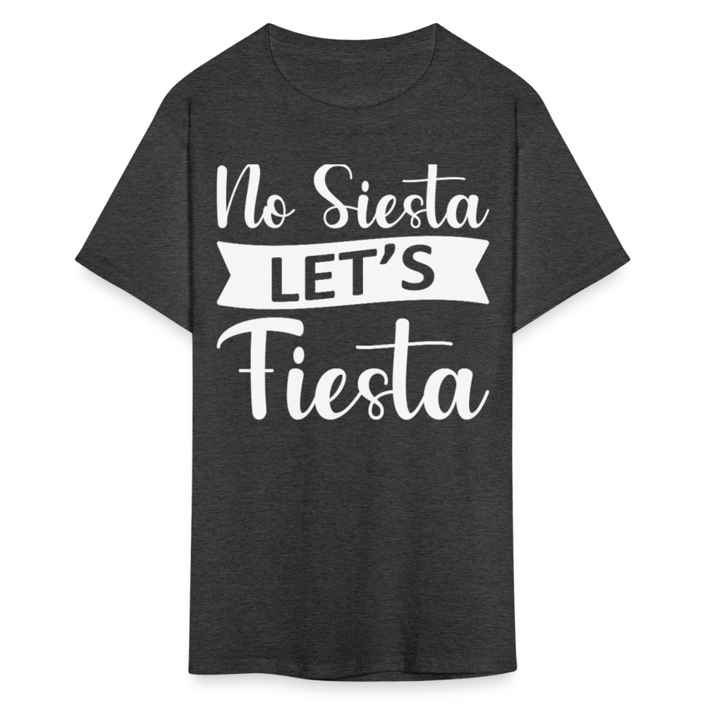Funny Cinco de Mayo Party Shirt No Siesta Let’s Fiesta T-shirt - heather black