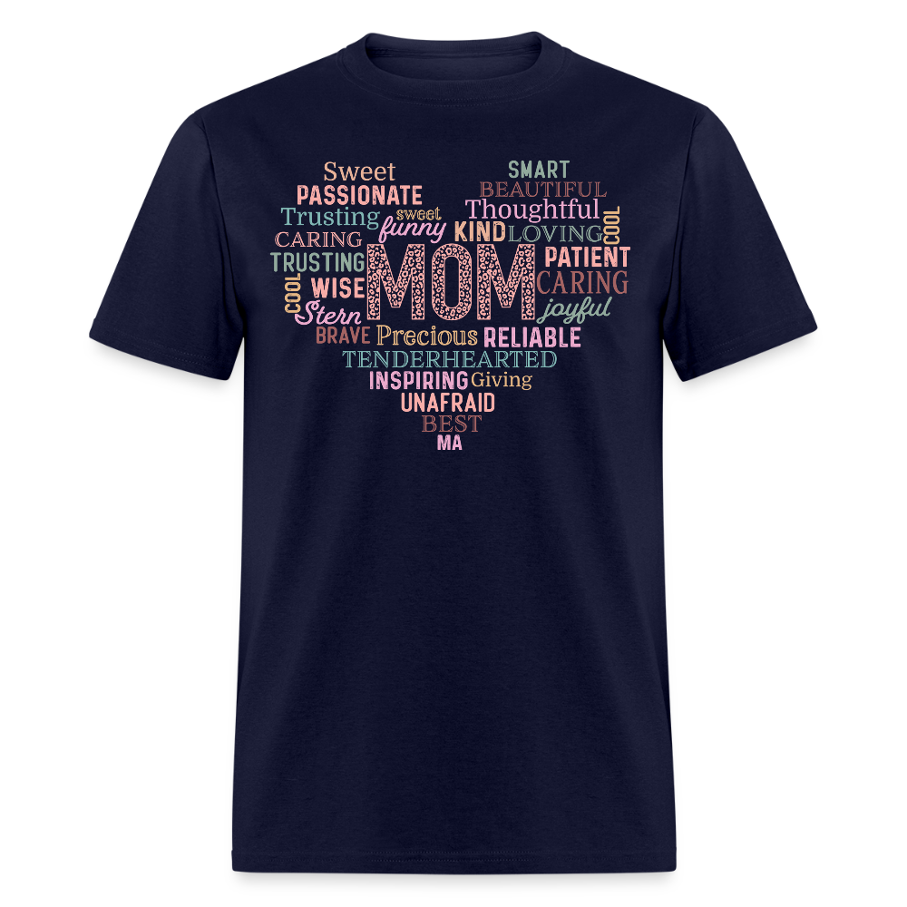 Heart Shaped Word Art Gift For Mom T-shirt - navy