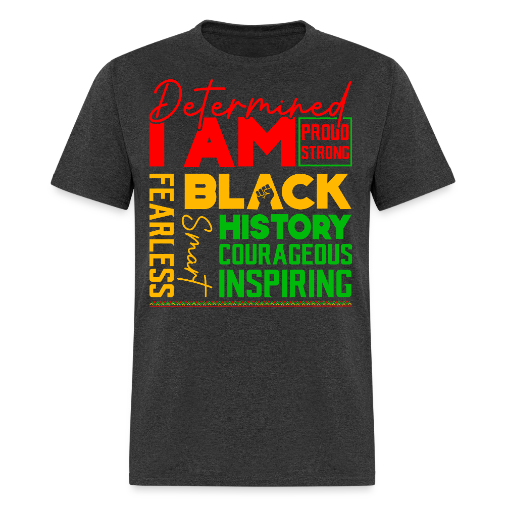 Uplifting African Heritage Tee Fearless Black Empowerment T-shirt - heather black