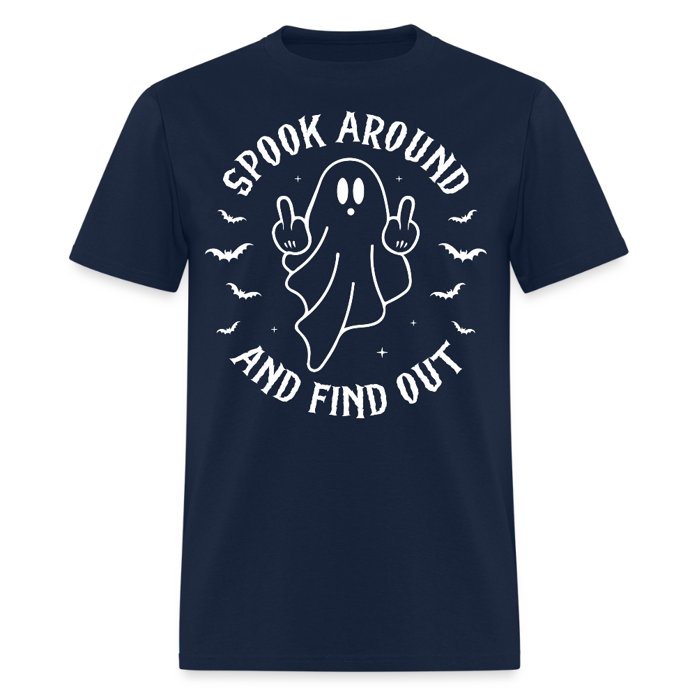 Spook Around and Find Out Funny Halloween T-Shirt - navy