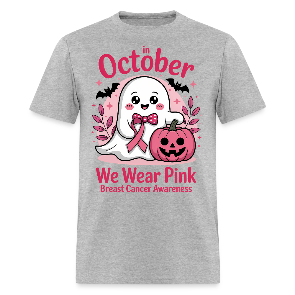 In October We Wear Pink Breast Cancer T-Shirt - heather gray