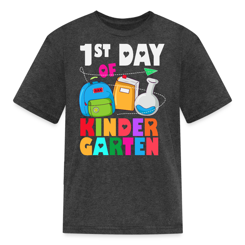 Colorful First Day Of Kindergarten T-Shirt - heather black