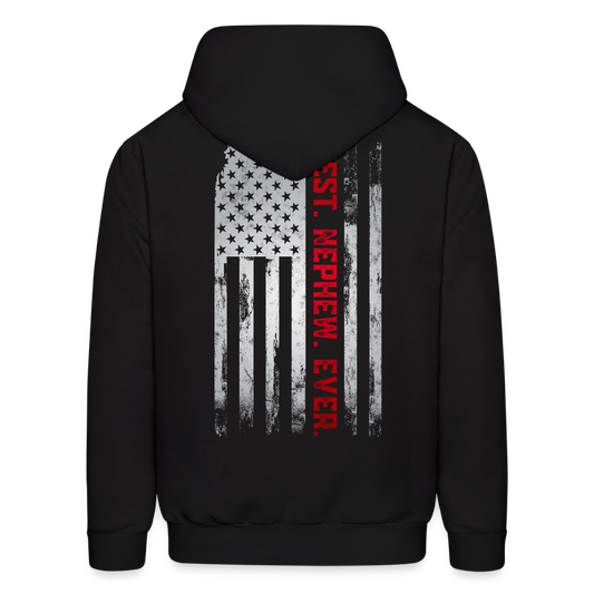 Distress American Flag Patriotic Nephew Hoodie - black
