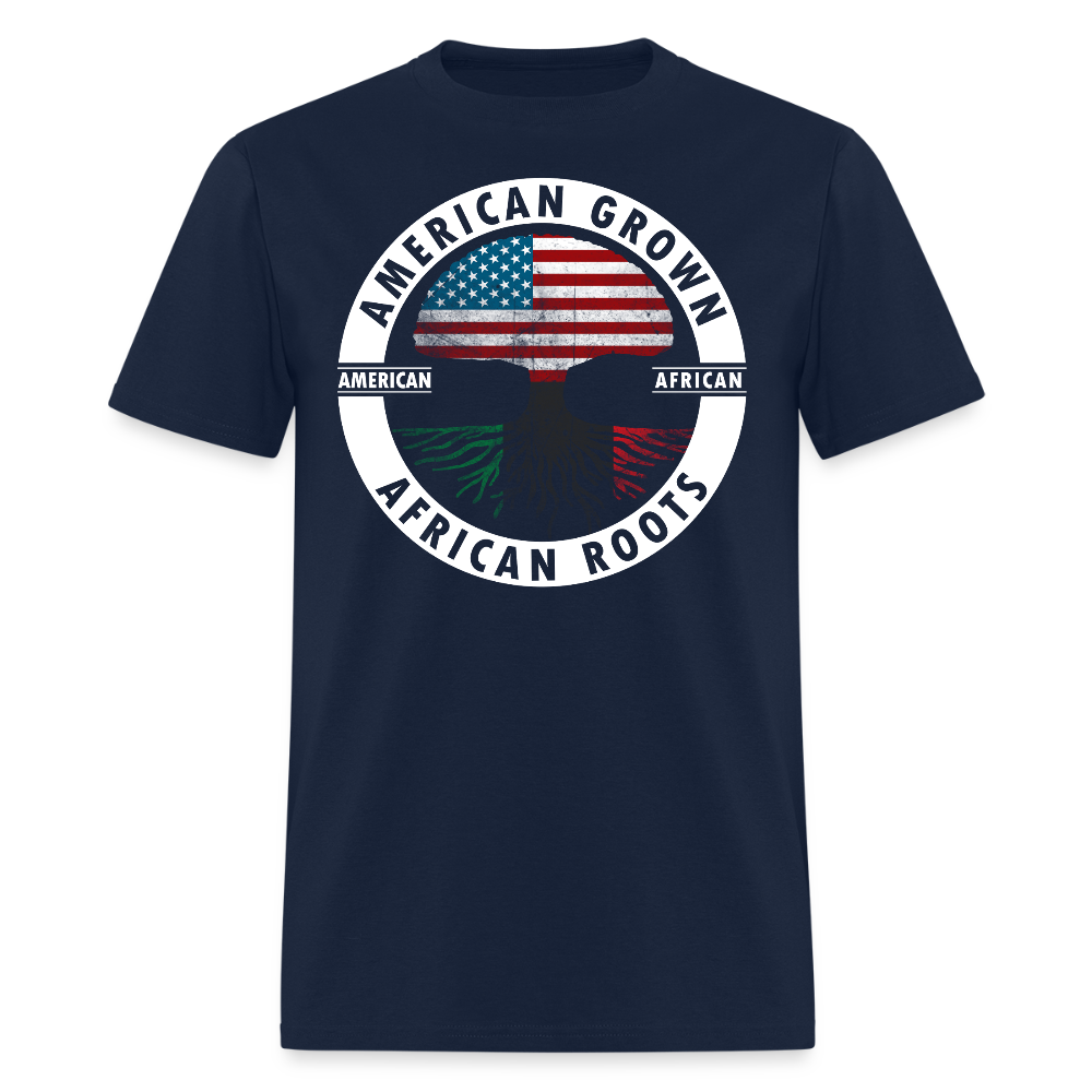 American Grown African Roots Proud Black Heritage T-Shirt - navy