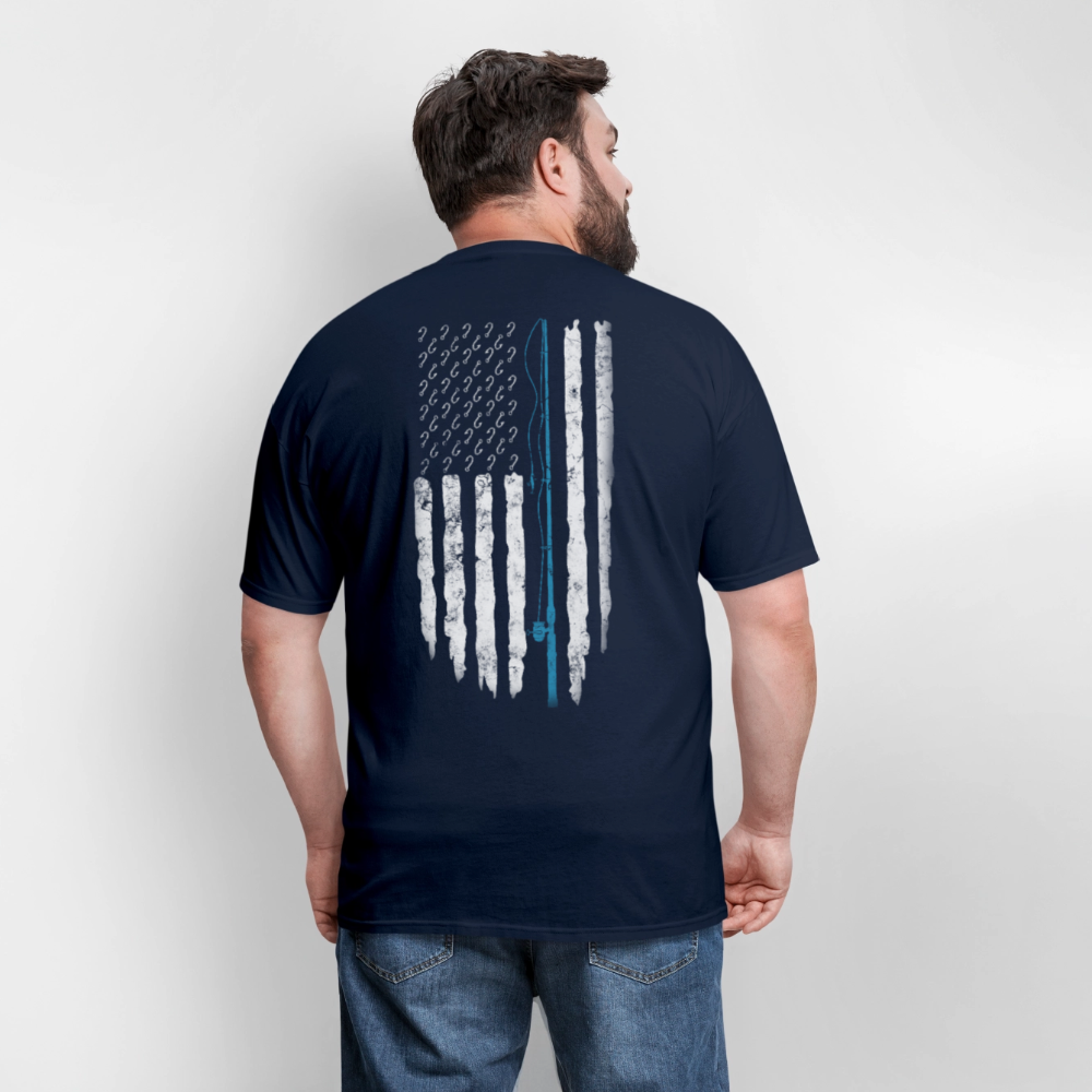 American Flag Patriotic Fishing Gear T-Shirt - navy
