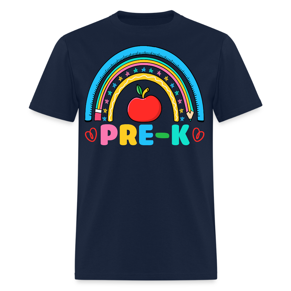 Cute Pre K Teacher Rainbow T-Shirt - navy