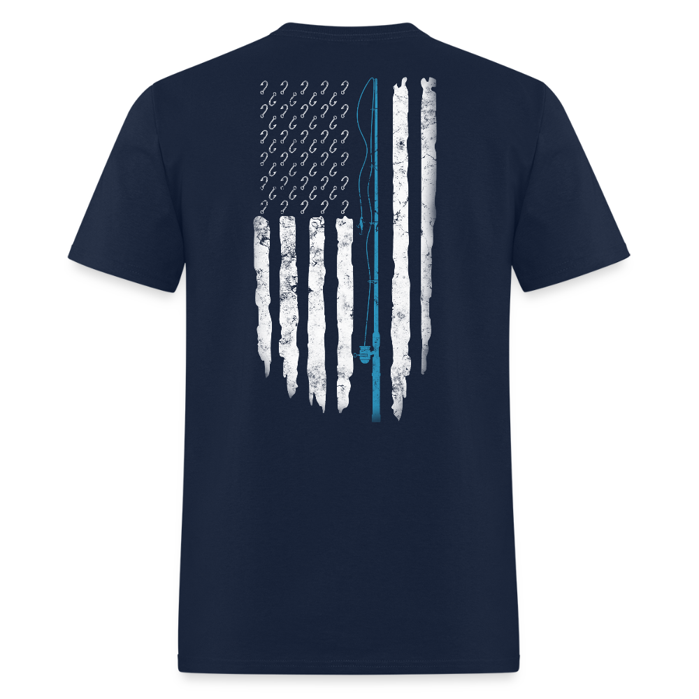 American Flag Patriotic Fishing Gear T-Shirt - navy