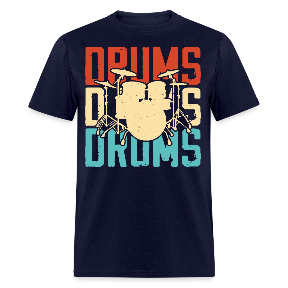 Retro Drum Set Tee For Musicians T-shirt - navy