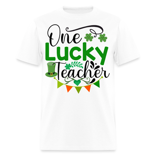 One Lucky Teacher Irish-themed T-shirt - white
