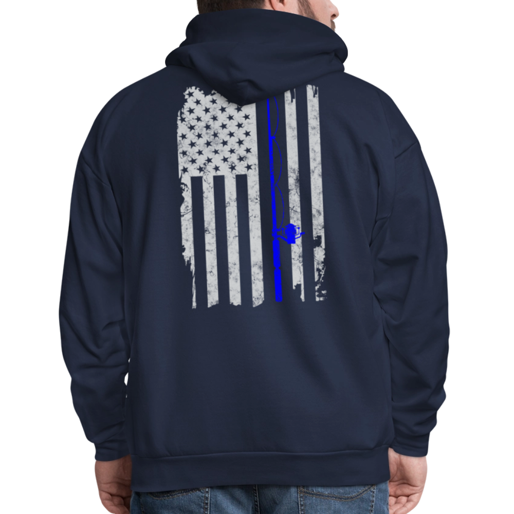 Thin Blue Line Patriotic Fishing Hoodie - navy
