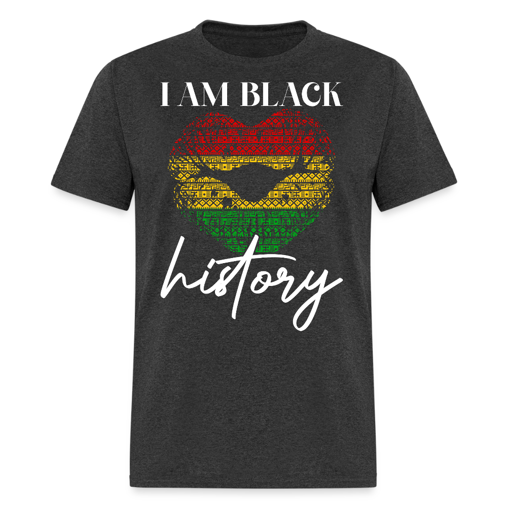 African American Pride Lip Print Cultural Pride T-shirt - heather black