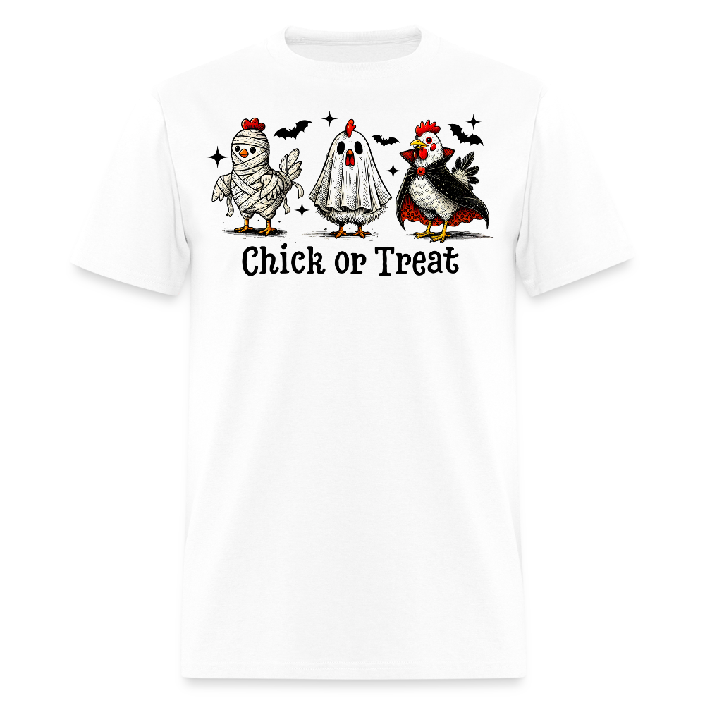 Chick Or Treat Funny Chicken Halloween T-Shirt - white
