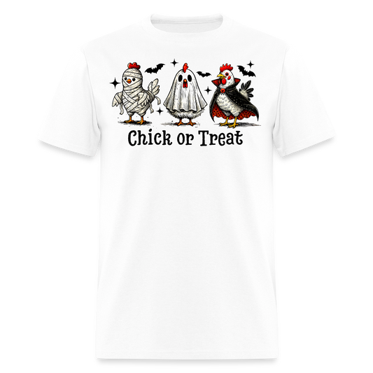 Chick Or Treat Funny Chicken Halloween T-Shirt - white