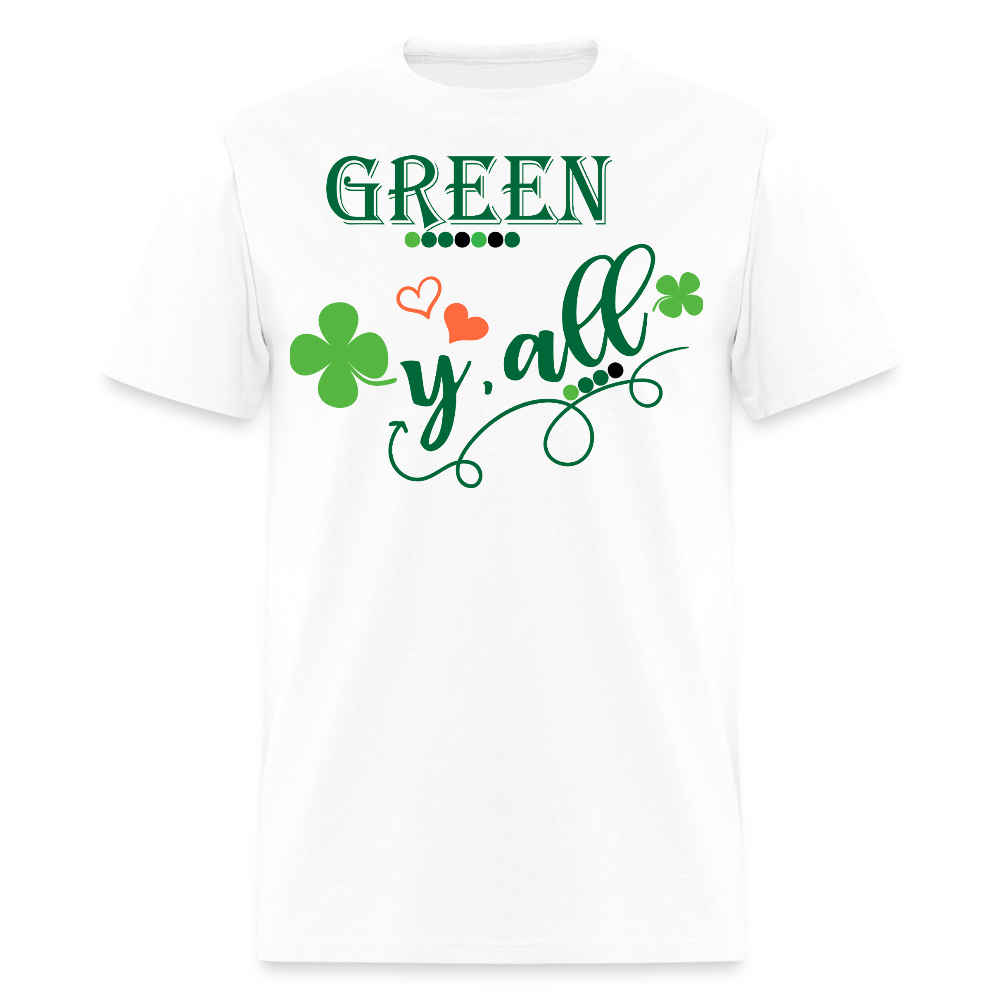 Cute Irish Clover Graphic Tee Green Y'all St Patrick’s Day T-shirt - white