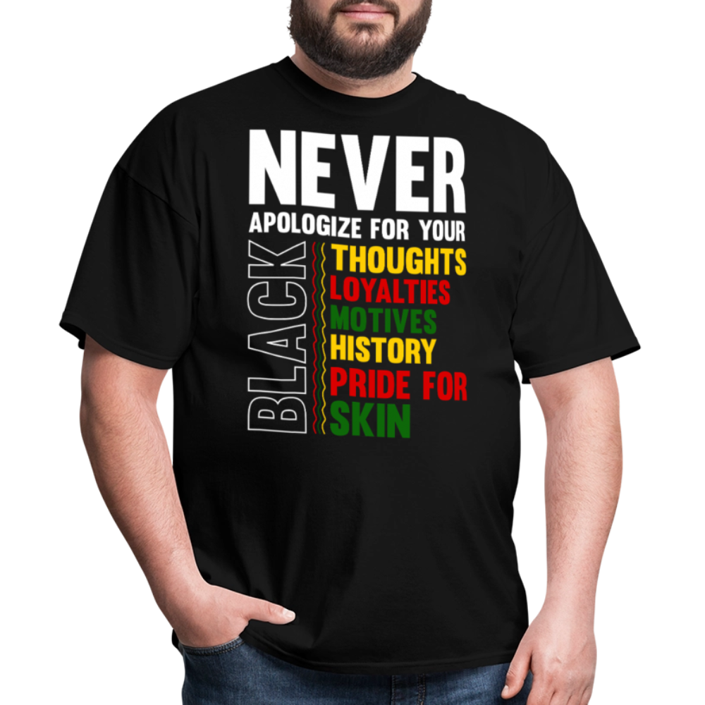 Never Apologize For Your Black Heritage Unisex T-shirt - black
