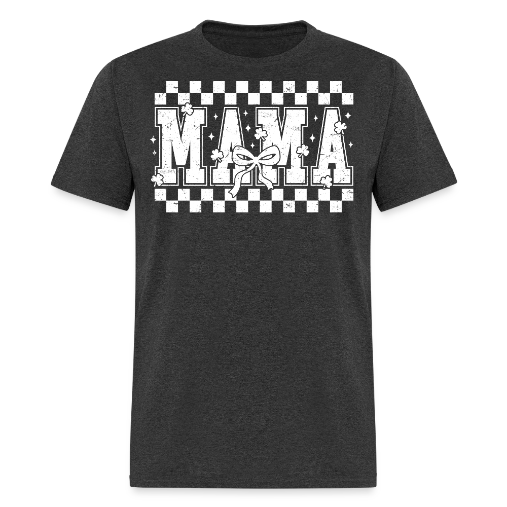 Distressed Mama Clover St. Patrick's Day Gift Tee - heather black