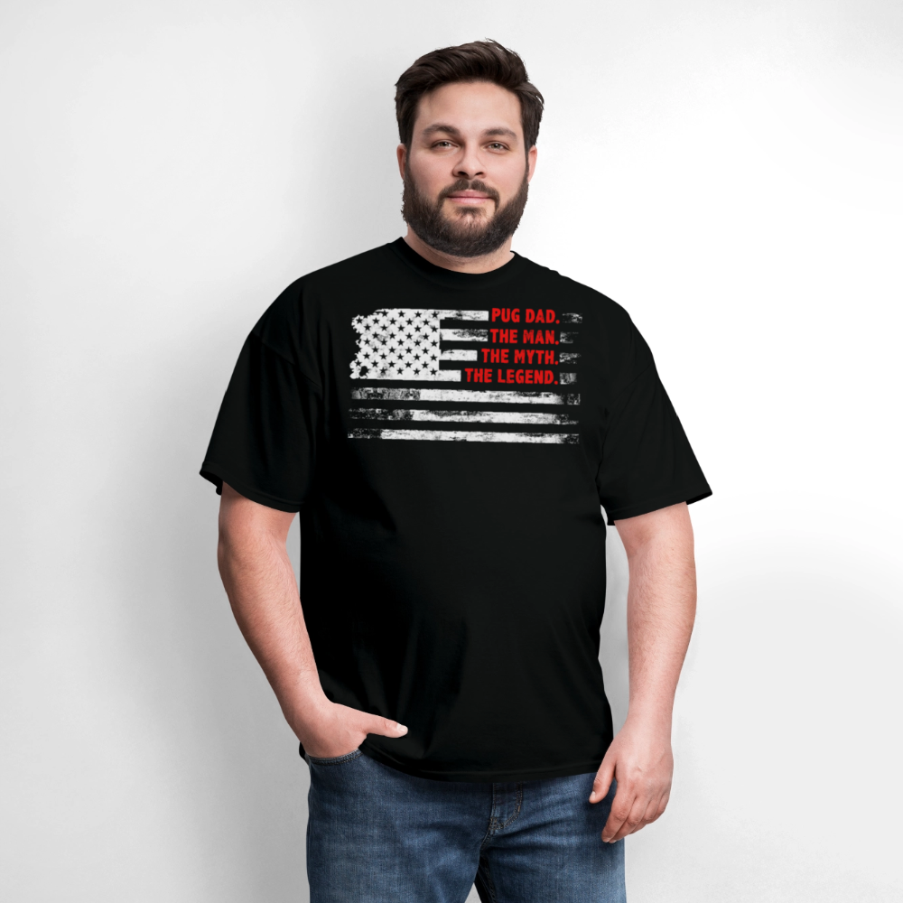 The Man The Myth The Legend Pug Dad T-shirt - black