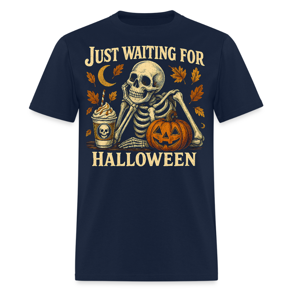 Just Waiting For Halloween Pumpkin Coffee T-Shirt - navy
