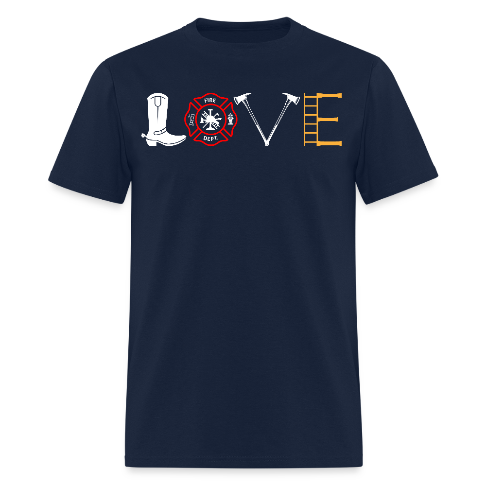 Firefighter Love Tee For Firemen T-Shirt - navy