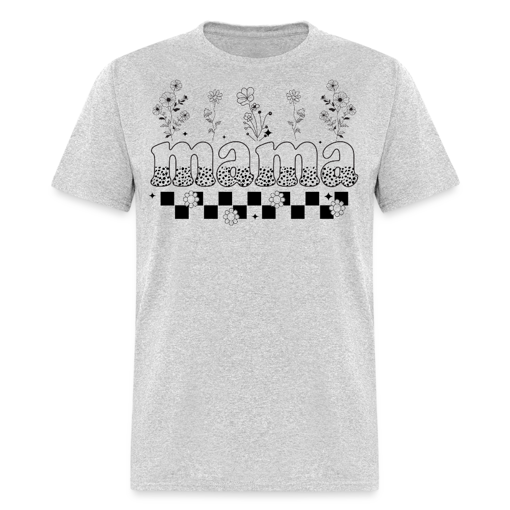 Retro Floral Mama T-shirt - heather gray
