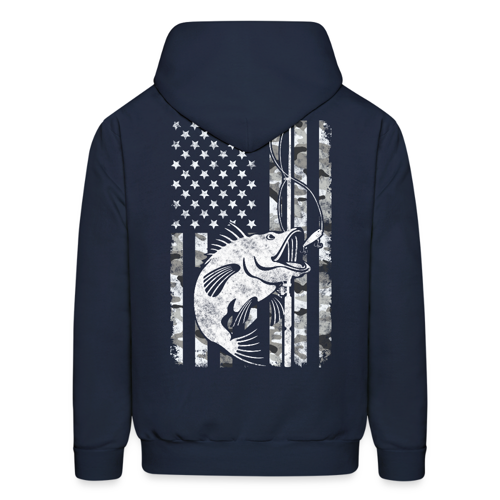 Camouflage American Flag Patriotic Fishing Hoodie - navy