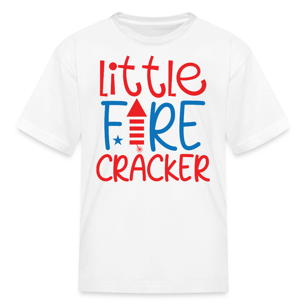 Little Firecracker 4th Of July Kids' T-Shirt - white