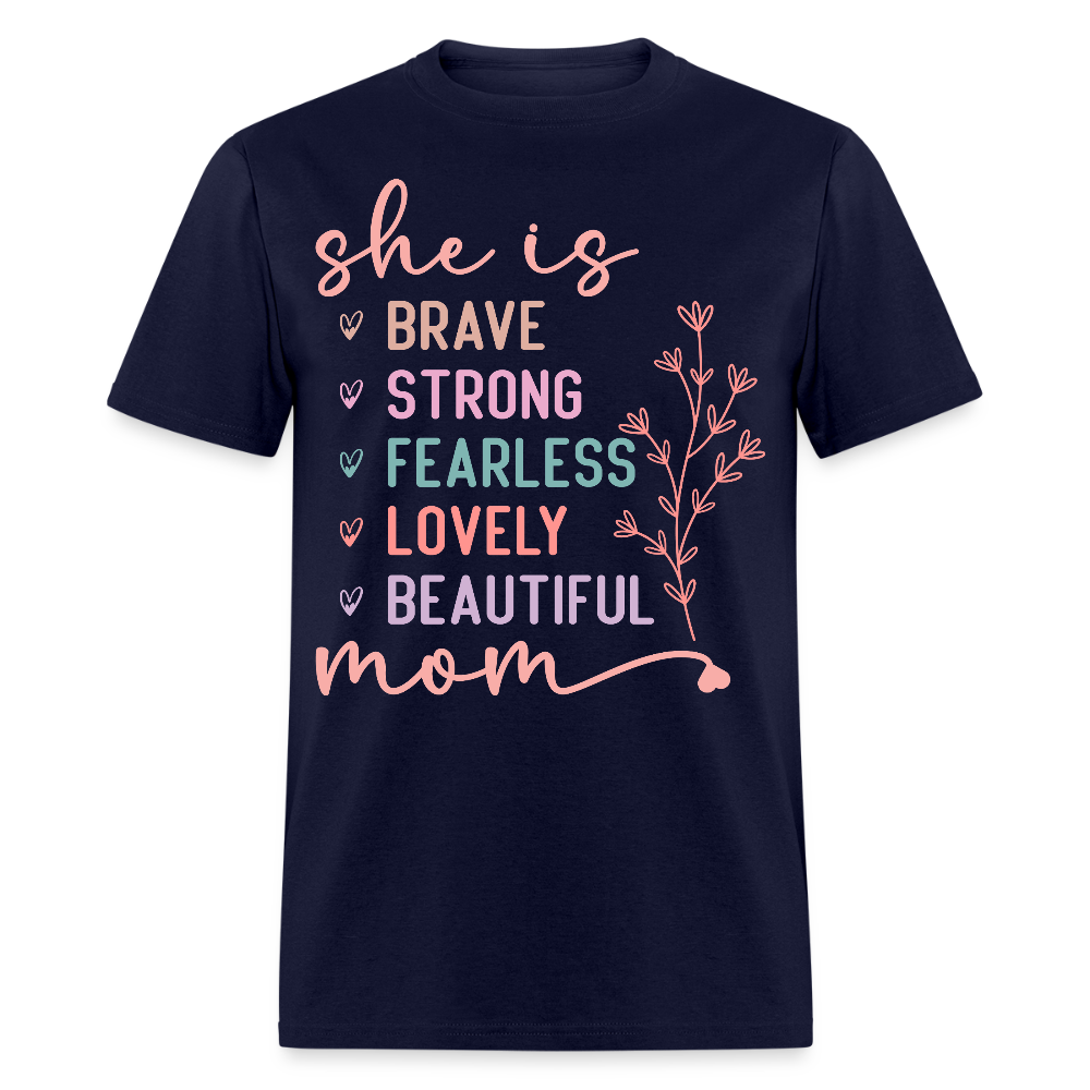 Brave Strong Fearless Mom T-shirt - navy