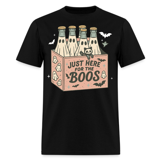 Just Here For The Boos Funny Halloween Drink T-Shirt - black