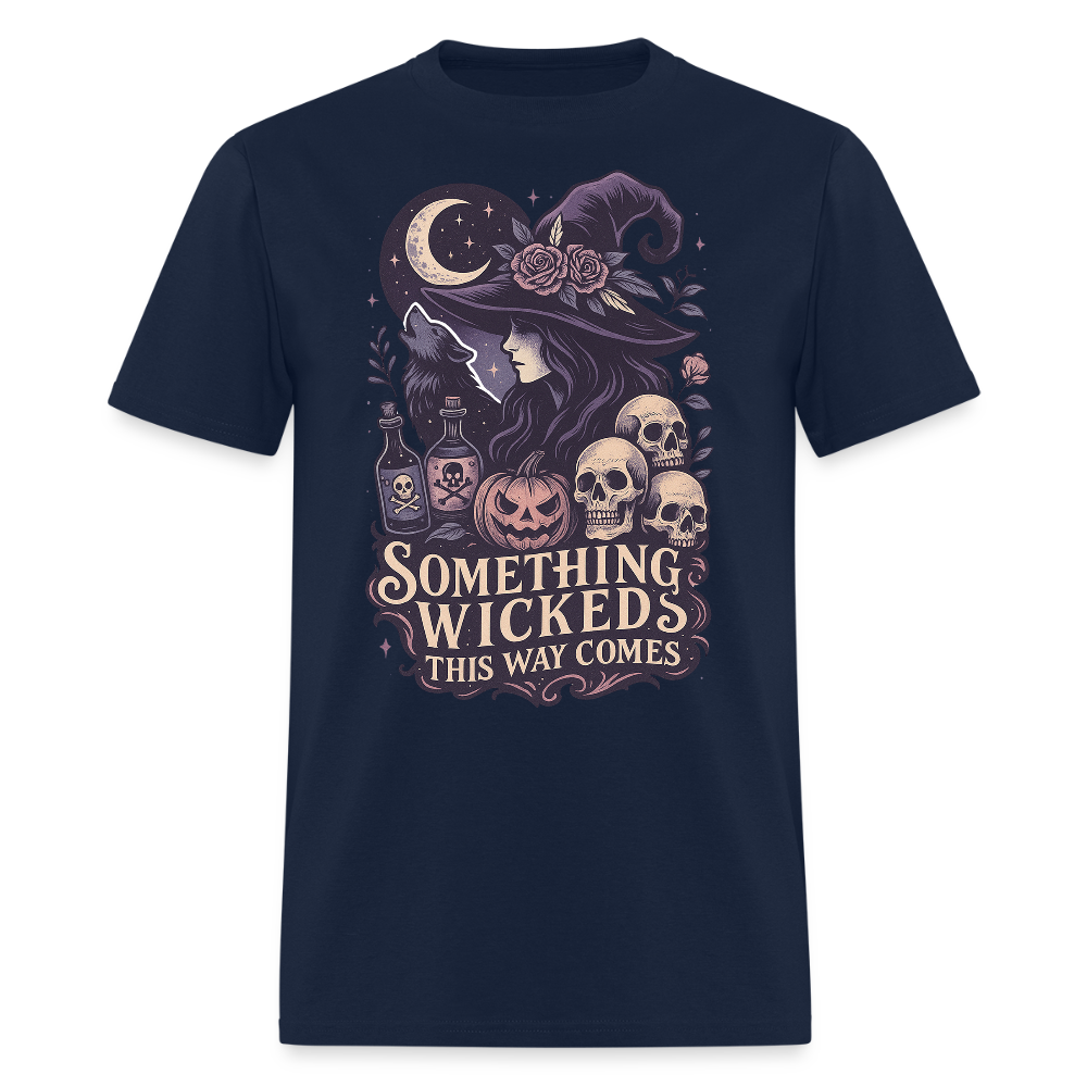 Something Wicked This Way Comes Witch Halloween T-Shirt - navy