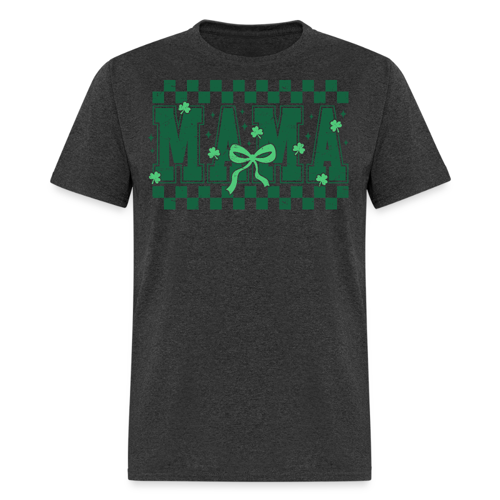 Distressed Lucky Mama Clover St. Patrick's Day Gift Tee - heather black
