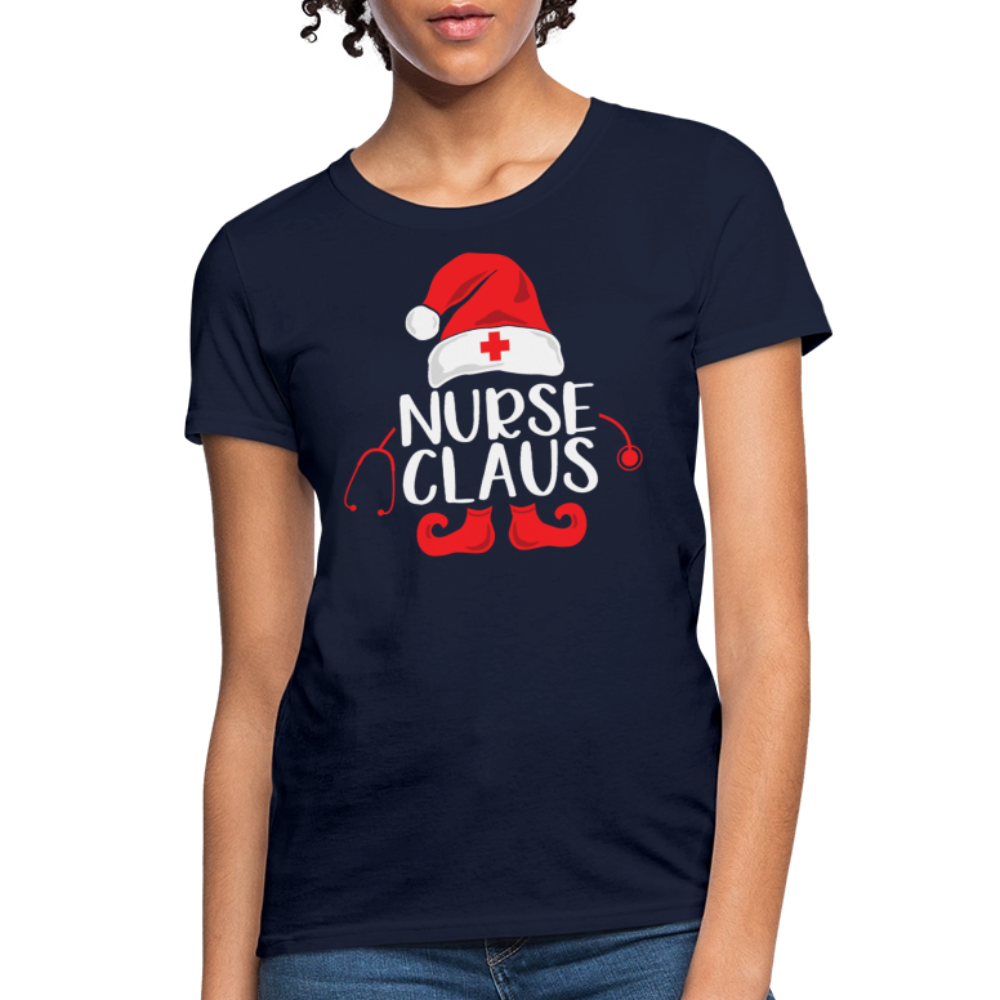 Nurse Claus Medical Staff Christmas T-Shirt - navy