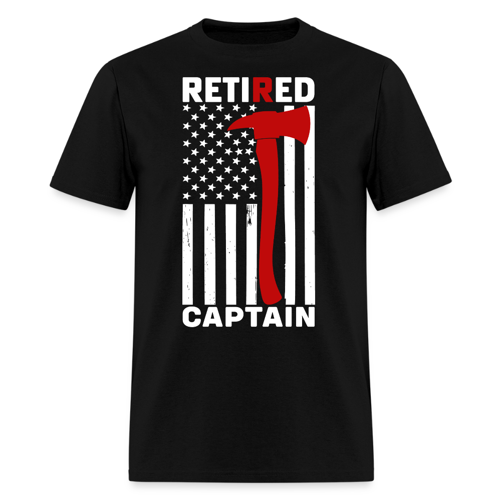 Retired Firefighter Tee for Captain American Flag T-Shirt - black