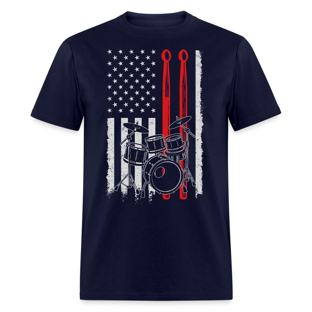 American Flag Drummer Tee For Musicians T-shirt - navy