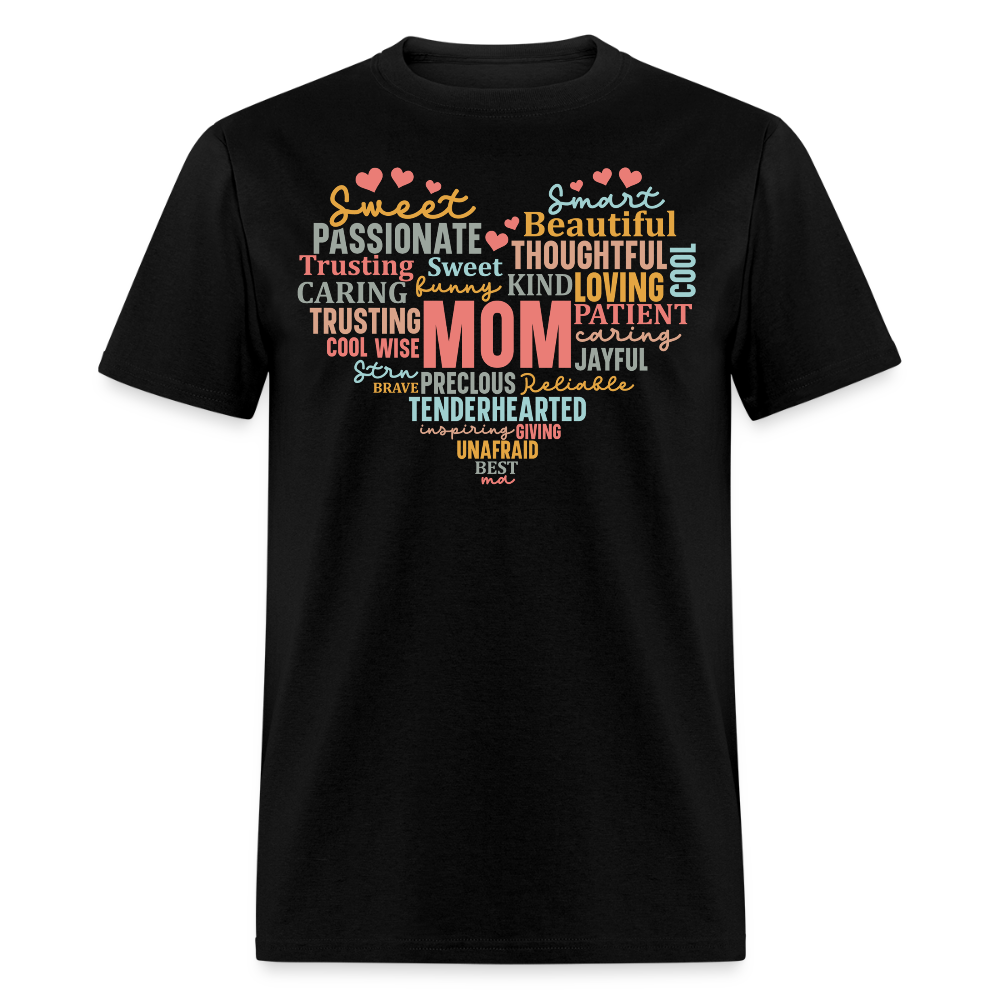 Heart Shaped Word Cloud Mom Thoughtful Gift T-shirt - black