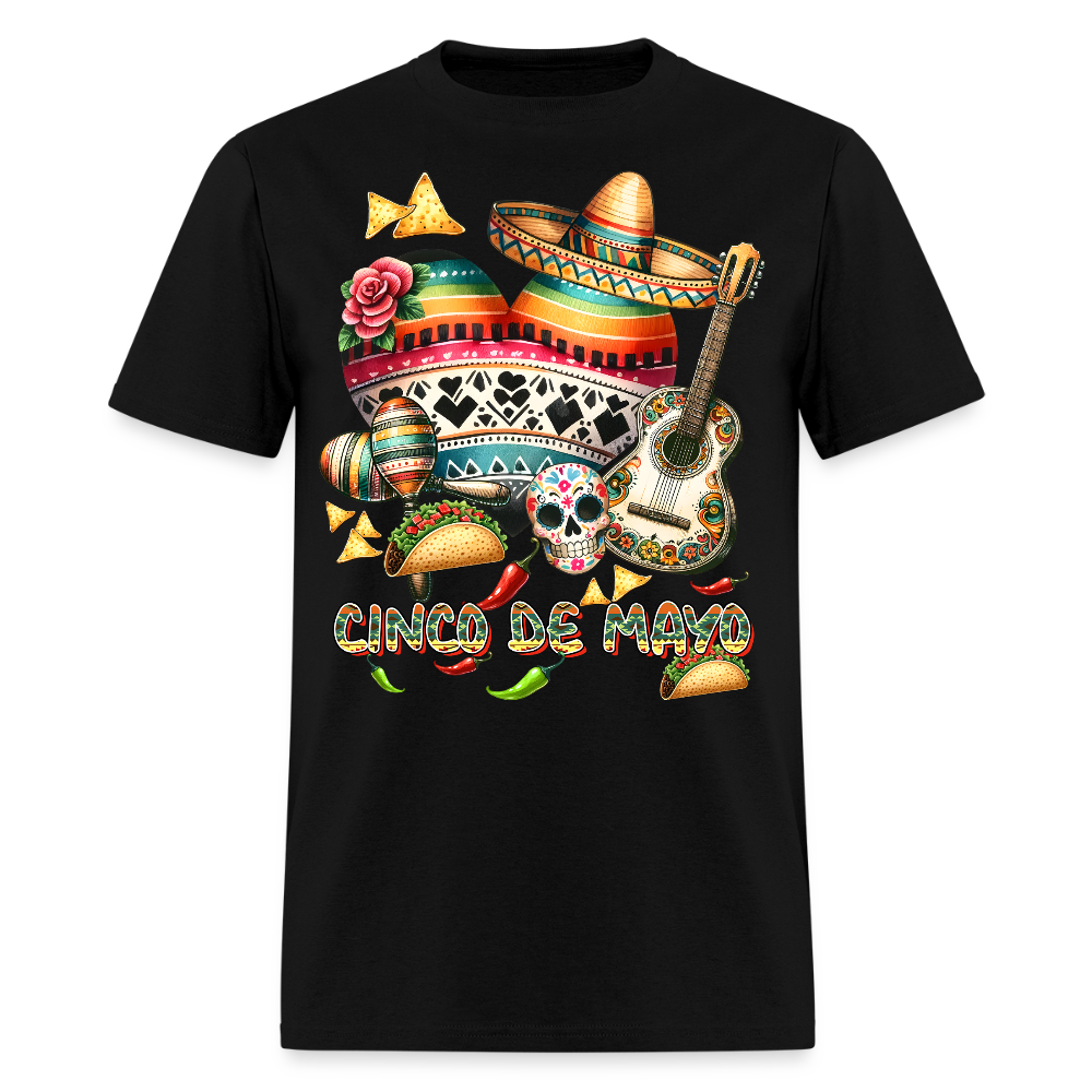 Colorful Skull And Taco Tee For Cinco De Mayo T-shirt - black