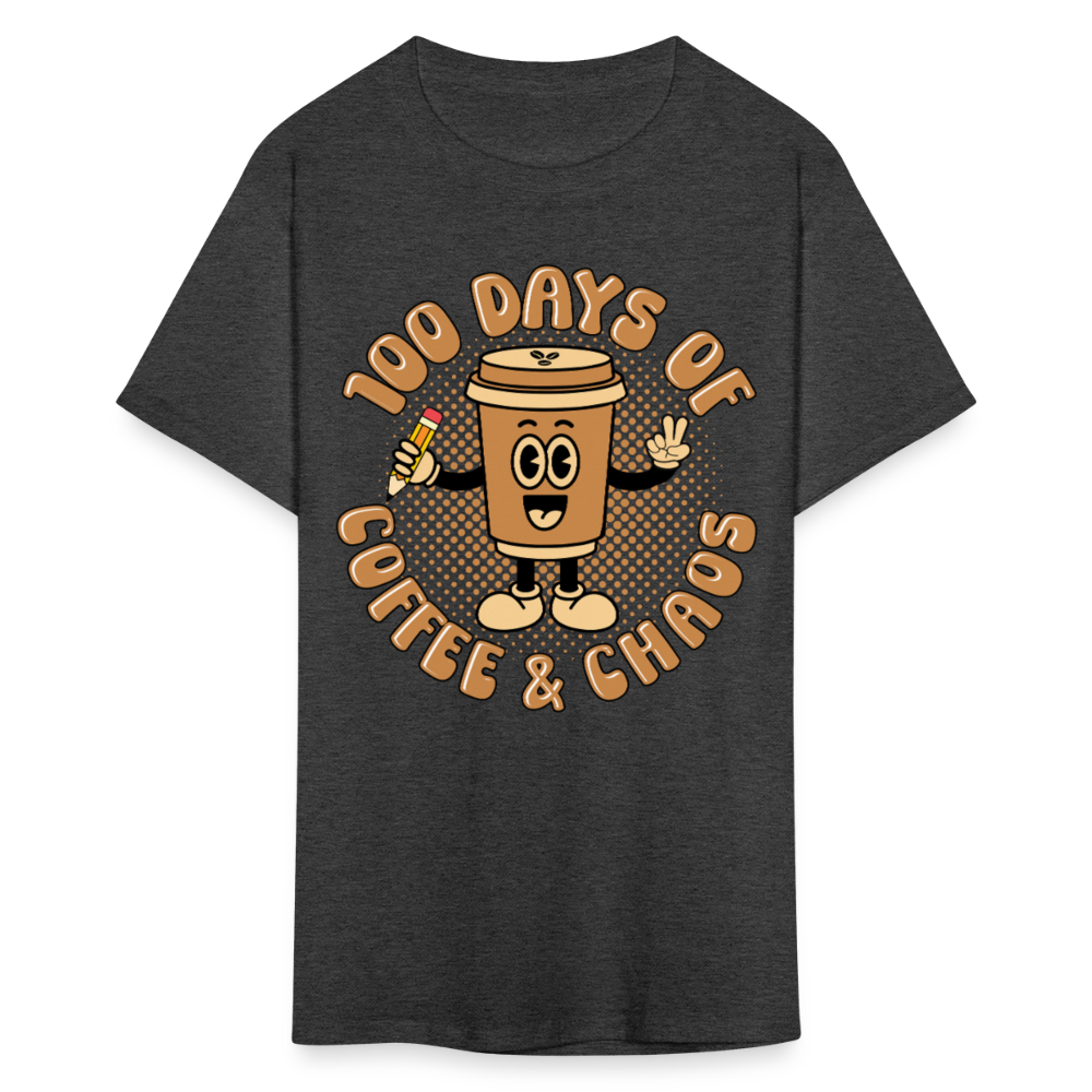 Teacher Caffeine Tee for School Days Coffee and Chaos T-shirt - heather black