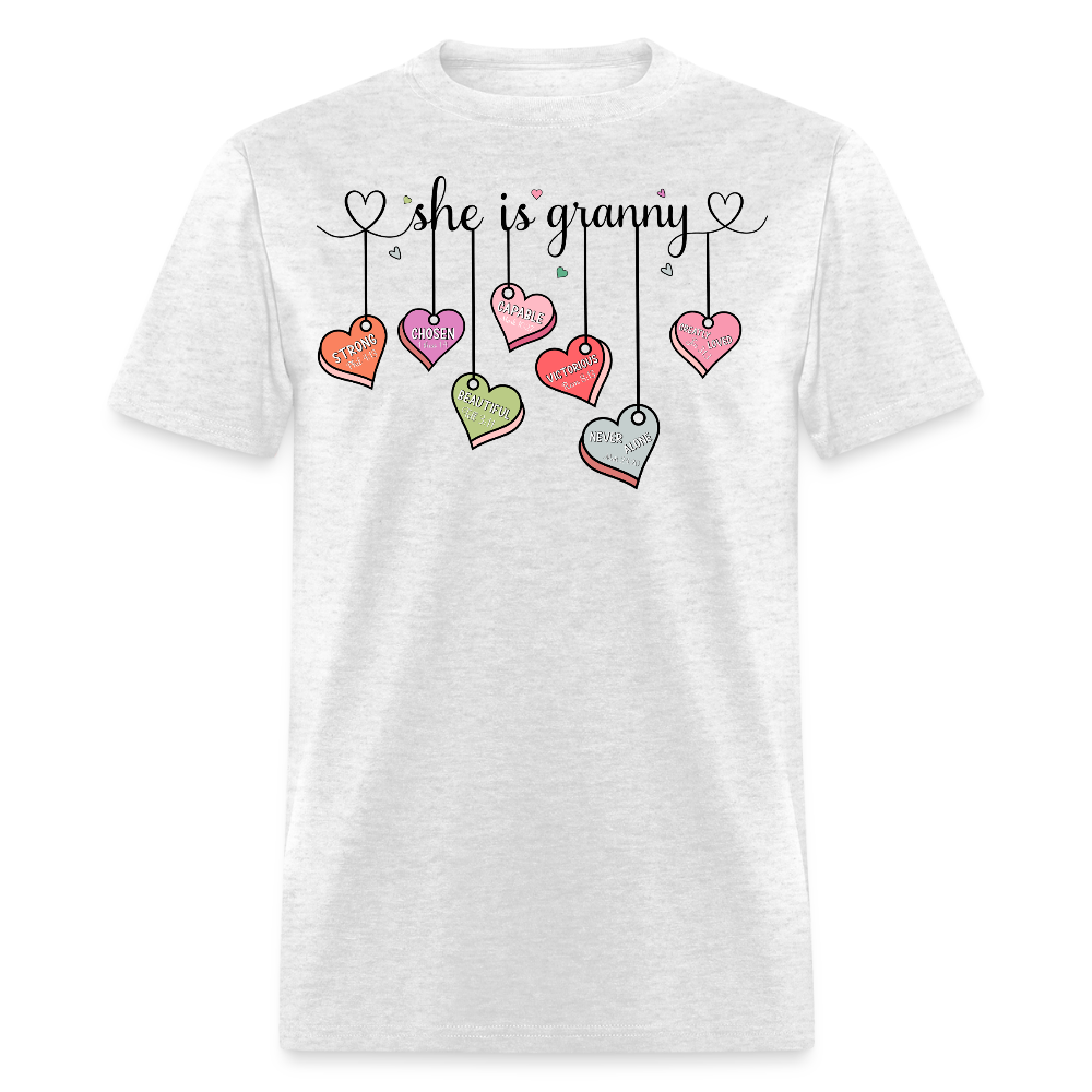 She Is Granny Heart Tee Thoughtful Grandmother T-shirt - light heather gray
