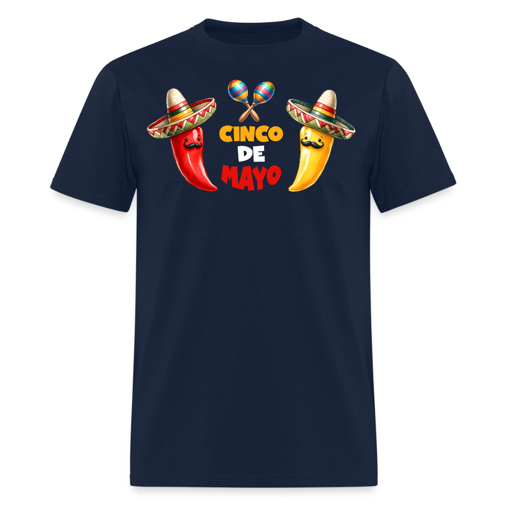 Sombrero And Maracas Graphic Tee Cinco De Mayo Funny T-shirt - navy